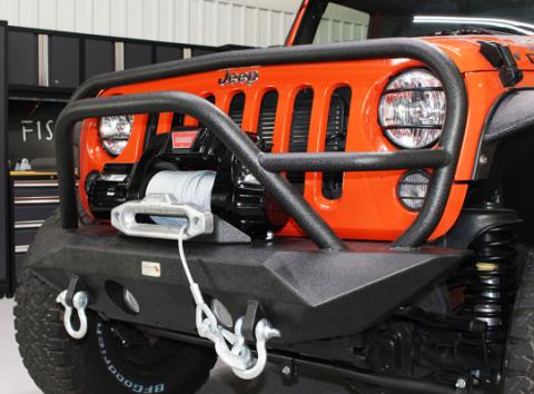 Jeep JK Front Winch Bumper W/Grille Guard 07-18 Wrangler JK Manowar Series Fishbone Offroad