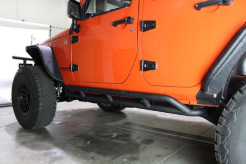 Jeep JK Rock Sliders 4 Door 07-18 Wrangler JK Unlimited Steel Black Textured Powdercoat Fishbone Offroad