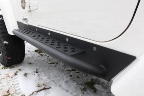 Jeep TJ Rock Slider W/Tube Step 97-06 Wrangler TJ Steel Black Textured Powdercoat Fishbone Offroad