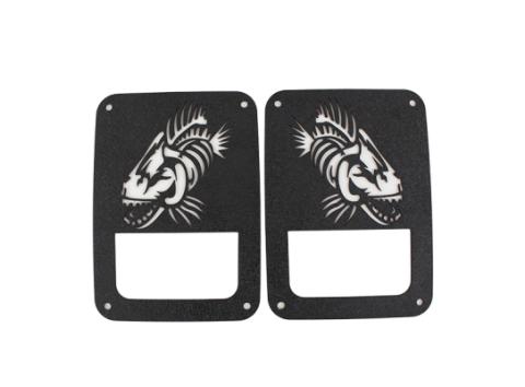 Jeep JK Tail Light Covers 07-18 Wrangler JK Black Textured Powdercoat Fishbone Offroad