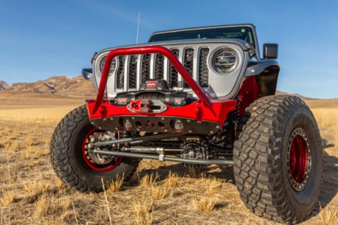 Powdercoat Nighthawk Mid-tube Stinger Front Bumper with Aluminum Skid for JK, JL, and JT - Black Powdercoat Artec Industries