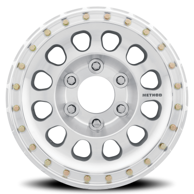 Aluminum Wheels 15x8 Beadlock MR103 Bolt Pattern 6 On 139.7 Offset -24 Lip Size 2.99 Raw Machined Silver Method