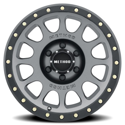 Aluminum Wheels 20x9 NV MR305 Bolt Pattern 6 On 139.7 Offset 18 Lip Size 1.42 Titanium TT Matte Black Lip Method