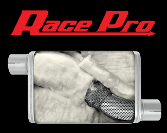 Race Pro Muffler 14 Inch Body 3 Inch Offset Inlet/Offset Outlet 409 Stainless Pypes Performance Exhaust