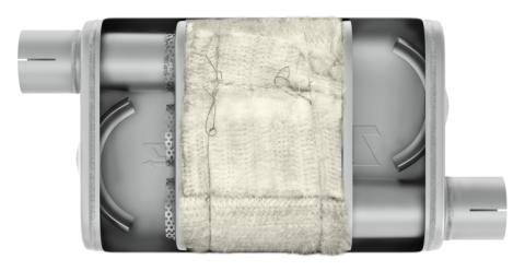 Turbo Pro Muffler 2.5 Inch Offset Inlet/Offset Outlet Pypes Exhaust