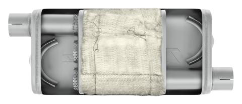 Turbo Pro Muffler 18 Inch Body 2.5 Inch Offset Inlet/Offset Outlet 409 Stainless MVT30