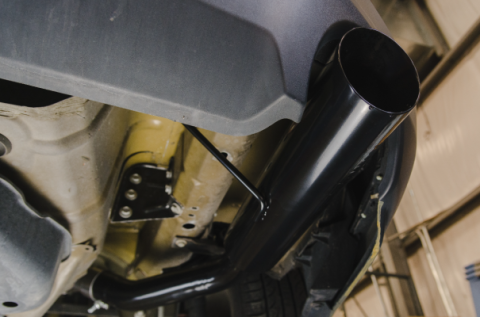 Cat Back Exhaust System 05-10 Mustang GT Split Rear Dual Exit 2.5 in Intermediate And Tail Pipe M80 Muffler/Hardware/4 in Black Tips Incl Natural Finish 409 Stainless Steel Pypes Exhaust