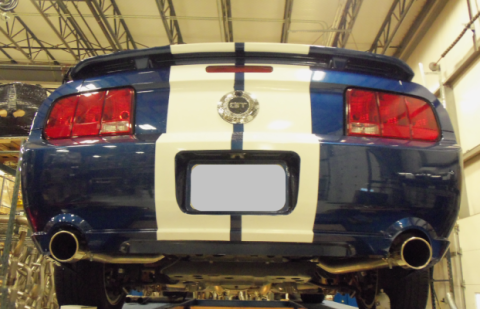 Cat Back Mid Muffler Exhaust System 05-10 Mustang GT Split Rear Dual Exit 2.5 in Intermediate And Tail Pipe M80 Mufflers/Hardware/4 in Polished Tips Incl Natural Finish 409 Stainless Steel Pypes Exhaust