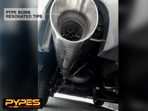 Pype Bomb Series Axle Back Exhaust System 11-14 Mustang V6 Split Rear Dual Exit 4 in Polished Tips Hardware Not Incl Polished 304 Stainless Steel Pypes Exhaust