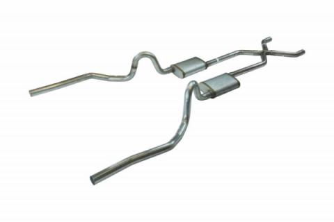 Crossmember Back w/X-Pipe Exhaust System 70-71 GTO/68-72 442 Dual Split Rear Valance Exit 2.5 in Intermediate And Tail Pipe 18 Inch Turbo Pro Mufflers And Hardware Incl Tip Not Incl Pypes Exhaust