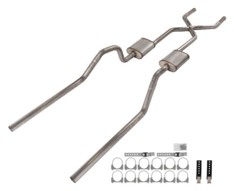 1965-70 Chevy Impala X-Pipe Crossmember Back Exhaust 409 SS Rear Exit Race Pro Mufflers Pypes Performance Exhaust