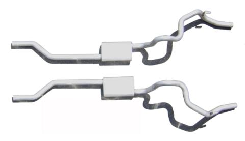 Crossmember Back Without X-Pipe Exhaust System Split Rear Dual Exit 2.5 in Intermediate And Tail Pipe Race Pro Mufflers/Hardware Incl Tip Not Incl Natural 409 Stainless Pypes Exhaust