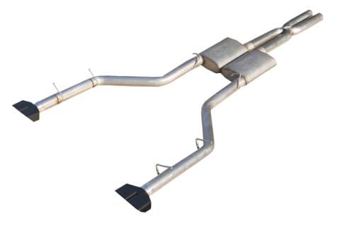 Cat Back Exhaust System Split Rear Dual 08-14 Challenger V8 SRT8 Exit 3 in Intermediate And Tail Pipe Violator Muffler/Hardware/Black Tips Incl Natural Finish 409 Stainless Steel Pypes Exhaust