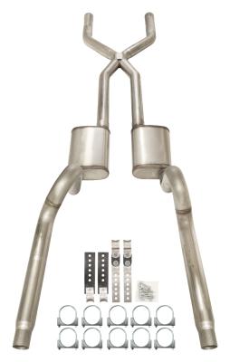 1970-1974 Mopar E-Body 3 Inch Crossmember Back Exhaust System 409 Stainless No Mufflers Pypes Performance Exhaust