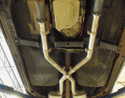 Exhaust X-Pipe Kit Intermediate Pipe 2.5 in Crossover Incl Special Angled Rear Legs Natural 409 Stainless Steel Pypes Exhaust