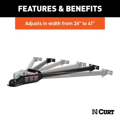 Curt Tow Bar with Adjustable-Width Arms - Car Mount - 2 Inch Ball - 5000 lbs. Safety Cables and Coupler Lock Sold Separately) RockJock 4X4