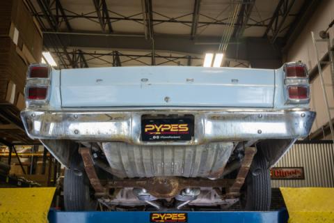 1966-71 Ford Fairlane 2.5 Inch H-Pipe Crossmember Back Quarter Panel Exit Exhaust Race Pro Mufflers Pypes Performance Exhaust