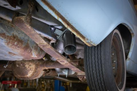 1966-71 Ford Fairlane 2.5 Inch H-Pipe Crossmember Back Quarter Panel Exit Exhaust Race Pro Mufflers Pypes Performance Exhaust