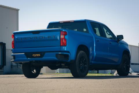 19-25 Silverado / Sierra 1500 4.8L/5.3L Single Exit Tunes & Tip Muffler Replacement Exhaust Kit Violator Muffler Black Tip SGT32VB PYPES