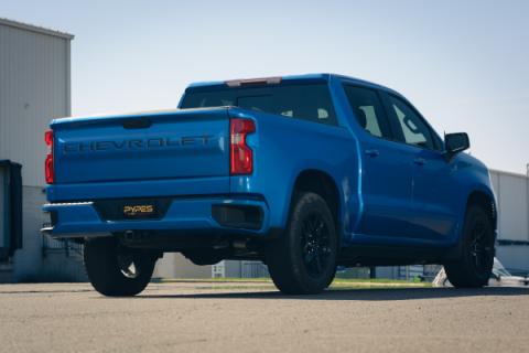 19-25 Silverado / Sierra 1500 4.8L/5.3L Single Exit Tunes &amp; Tip Muffler Replacement Exhaust Kit Violator Muffler Black Tip SGT32VB PYPES