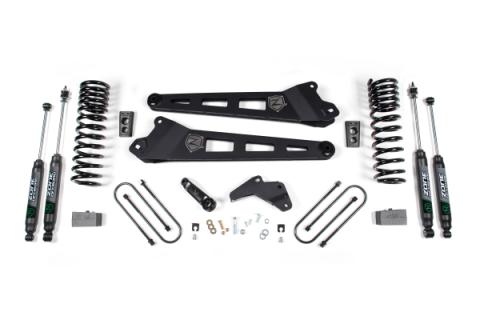 13-18 RAM 3500 4.5 Inch Radius Arm Lift Kit 2 Inch Rear Block With Nitro Shocks Zone Offroad