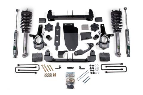 14-18 Chevrolet Silverado 1500 - GMC Sierra 1500 4WD 6 Inch Suspension Lift Kit (Cast Aluminum/Stamped Steel Arms), 4 Inch Rear Lift, Block - Nitro Loaded Struts, Nitro Shocks Zone Offroad