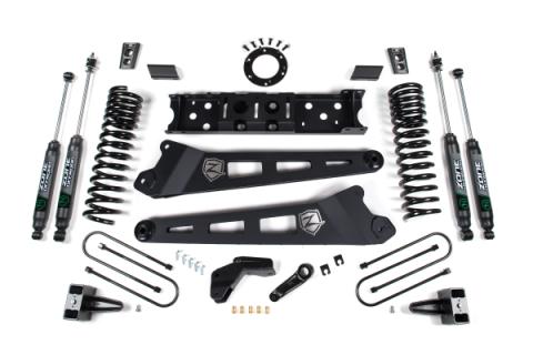 19-24 RAM 3500 6.5 Inch Radius Arm 5 Inch Rear Block With Overload Diesel 8-Bolt T-Case Fox Adventure Shocks Zone Offroad