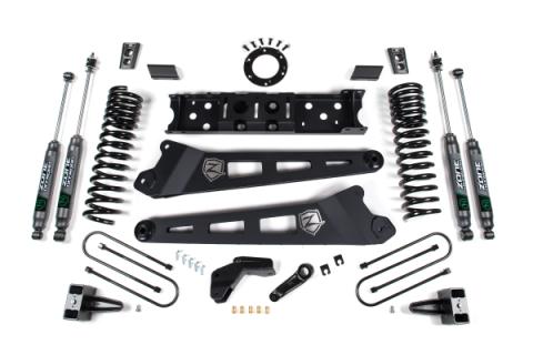 19-24 RAM 3500 4.5 Inch Radius Arm 2 Inch Rear Block With Overload Diesel 6-Bolt T-Case Fox Adventure Shocks Zone Offroad