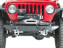 Jeep TJ Winch Plate Steel 97-06 Wrangler TJ Black Textured Powdercoat Piranha Series Fishbone Offroad