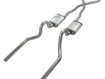 Crossmember Back w/X-Pipe Exhaust System 67-70 Cougar Split Rear Dual Exit 2.5 in Intermediate And Tail Pipe Race Pro Muffler Hardware Incl Tip Not Incl Pypes Exhaust