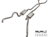 1966-71 Ford Fairlane 2.5 Inch X-Pipe Crossmember Back Quarter Panel Exit Exhaust No Mufflers Pypes Performance Exhaust