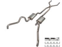 1966-71 Ford Fairlane 2.5 Inch H-Pipe Crossmember Back Quarter Panel Exit Exhaust No Mufflers Pypes Performance Exhaust