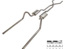 1966-71 Ford Fairlane 2.5 Inch H-Pipe Crossmember Back Rear Exit Exhaust Street Pro Mufflers Pypes Performance Exhaust