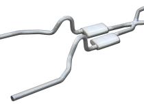 Crossmember Back w/X-Pipe Exhaust System 65-70 Mustang Split Rear Dual Exit 2.5 in Intermediate And Tail Pipe Violator Mufflers/Hardware Incl Tip Not Incl Pypes Exhaust