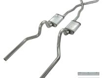 Crossmember Back w/X-Pipe Exhaust System 65-70 Convertible Mustang Split Rear Dual Exit 2.5 in Intermediate And Tail Pipe Turbo Pro Muffler Incl Hardware Incl Tip Not Incl Pypes Exhaust
