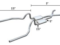 65-70 Mustang Crossmember Back Hyrbird 3 Inch - 2.5 Inch W/X Pipe Pypes Exhaust