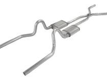 1970-1973 Mustang 2.5 Inch Crossmember Back Exhaust System With H-Bomb H-Pipe 409 Stainless Turbo Pro Mufflers SFM44T