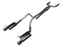 Cat Back Exhaust System 05-10 Mustang V6 Split Rear Dual Exit 2.5 in True Dual After-Cat X/Mid Pipes/Hardware/Violator Muffler/4 in Black Tips Incl Pypes Exhaust