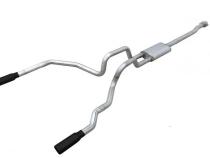 Cat Back Exhaust System 09-14 Ford F150 Split Rear Dual Exit 3 in Intermediate And Tail Pipe Violator Muffler Incl/Hardware/3.5 in Black Tips Incl Natural Finish 409 Stainless Steel Pypes Exhaust