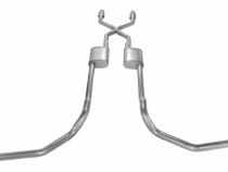 Crossmember Back w/X-Pipe Exhaust System 75-76 Ford Truck Split Rear Dual Exit 2.5 in Intermediate And Tail Pipe Hardware Incl Turbo pro Muffler Incl Tip Not Incl Catalytic Converter Incl Pypes Exhaust