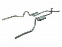 Crossmember Back w/X-Pipe Exhaust System 70-71 GTO/68-72 442 Dual Split Rear Valance Exit 2.5 in Intermediate And Tail Pipe 18 Inch Turbo Pro Mufflers And Hardware Incl Tip Not Incl Pypes Exhaust