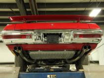 Crossmember Back w/X-Pipe Exhaust System 70-71 GTO/68-72 442 Dual Split Rear Valance Exit 2.5 in Intermediate And Tail Pipe 18 Inch Turbo Pro Mufflers And Hardware Incl Tip Not Incl Pypes Exhaust