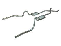 1970-1971 GTO Valance Exit 2.5 Inch Crossmember Back Exhaust System With X-Pipe 409 Stainless With Violator Mufflers Pypes Performance Exhaust