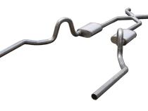 Crossmember Back w/X-Pipe Exhaust System 64-74 GM A Body Split Rear Dual Exit 3 in Intermediate And Tail Pipe Street Pro Mufflers/Hardware Incl Tip Not Incl Pypes Exhaust
