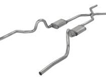 Crossmember Back w/H-Pipe Exhaust System 64-72 A-Body Split Rear Dual Exit 2.5 in Intermediate And Tail Pipe Turbo Pro Muffler/Hardware Incl Tip Not Incl Pypes Exhaust