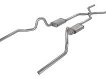 Crossmember Back w/H-Pipe Exhaust System 64-74 GM A Body Split Rear Dual Exit 3 in Intermediate And Tail Pipe Turbo Pro Mufflers/Hardware Incl Tip Not Incl Pypes Exhaust