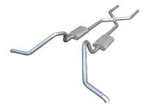 Crossmember Back w/X-Pipe Exhaust System 65-70 B-Body Split Side Dual Exit 2.5 in Intermediate And Tail Pipe Race Pro Mufflers/Hardware Incl Tip Not Incl Pypes Exhaust