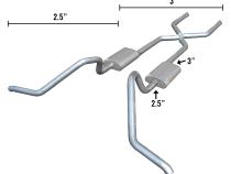 Impala Crossmember Exhaust Back Hybrid For 65-70 Impala 3-2.5 Inch W/ X Pipe Street Pro Pypes Exhaust