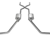 Crossmember Back w/H-Pipe Exhaust System 65-70 B-Body Split Side Dual Exit 2.5 in Intermediate And Tail Pipe Turbo Pro Mufflers/Hardware Incl Tip Not Incl Pypes Exhaust