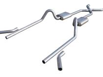 Crossmember Back w/X-Pipe Exhaust System 55-57 Tri-Five Chevy Split Rear Dual Exit 2.5 in Intermediate And Tail Pipe Street Pro Mufflers/Hardware Incl Tip Not Incl Pypes Exhaust